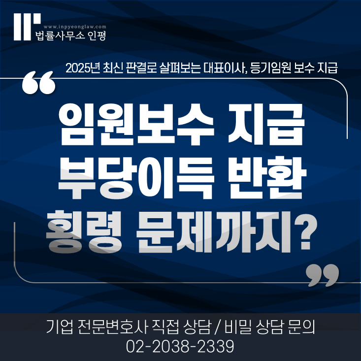 주주총회 없이 등기 임원보수 지급 - 부당이득반환, 횡령 문제(2025대법원)